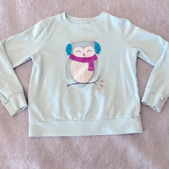 jumping beans Other - Girls fleece lined crew neck owl sweater
